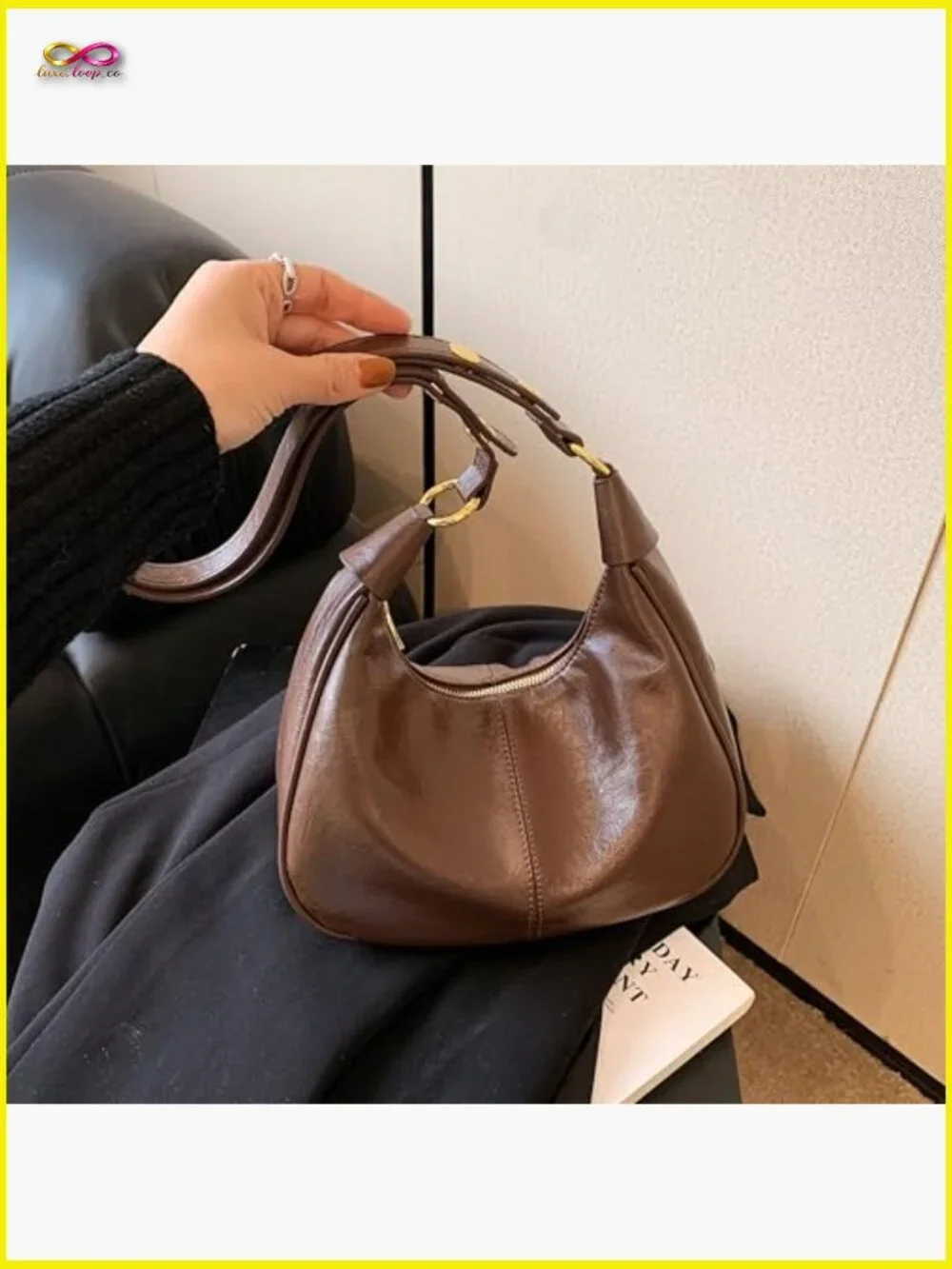 Small Crescent Hobo Bag Crossbody Shoulder Purse Lightweight Faux Leather